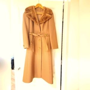 Vintage wool coat with fur trim.